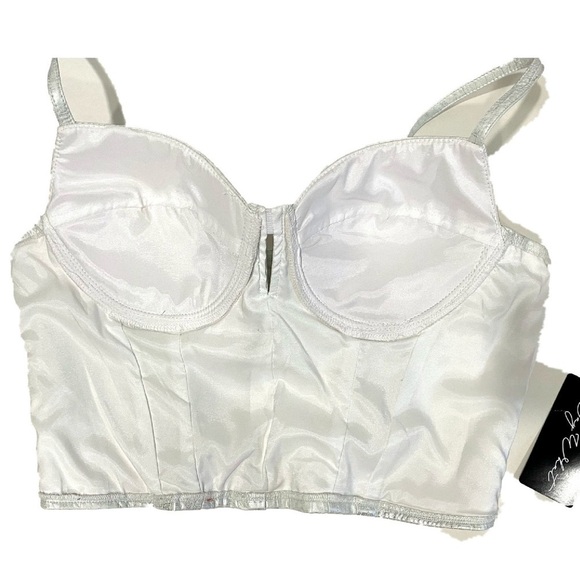 NEW - Say What? Pearl and Silver Faux Crocodile print Corset Bustier Top Size XL - Picture 4 of 10